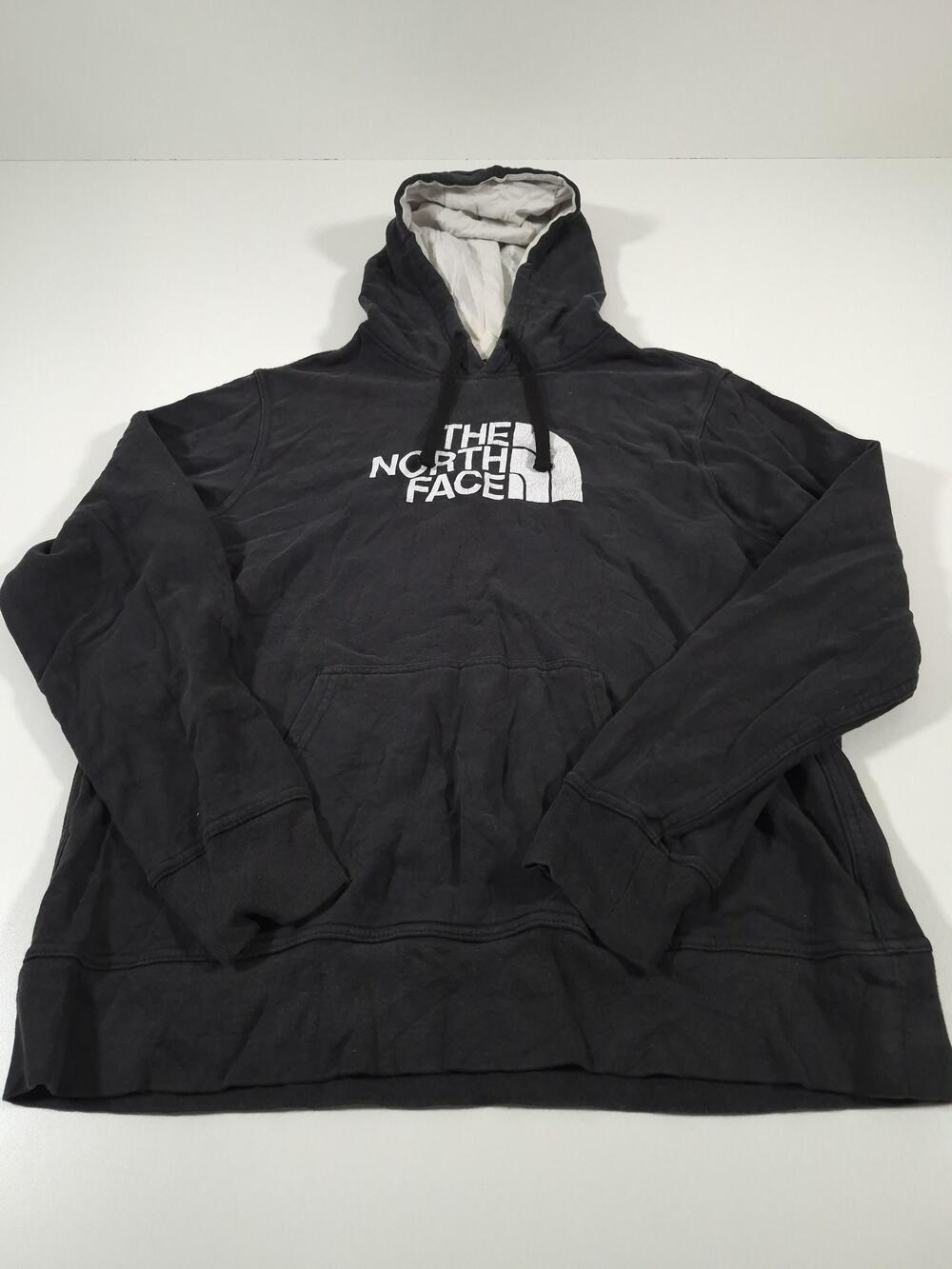 The North Face Hoodie Mens Large Black Fleece Pullover Logo Kangaroo Pocket